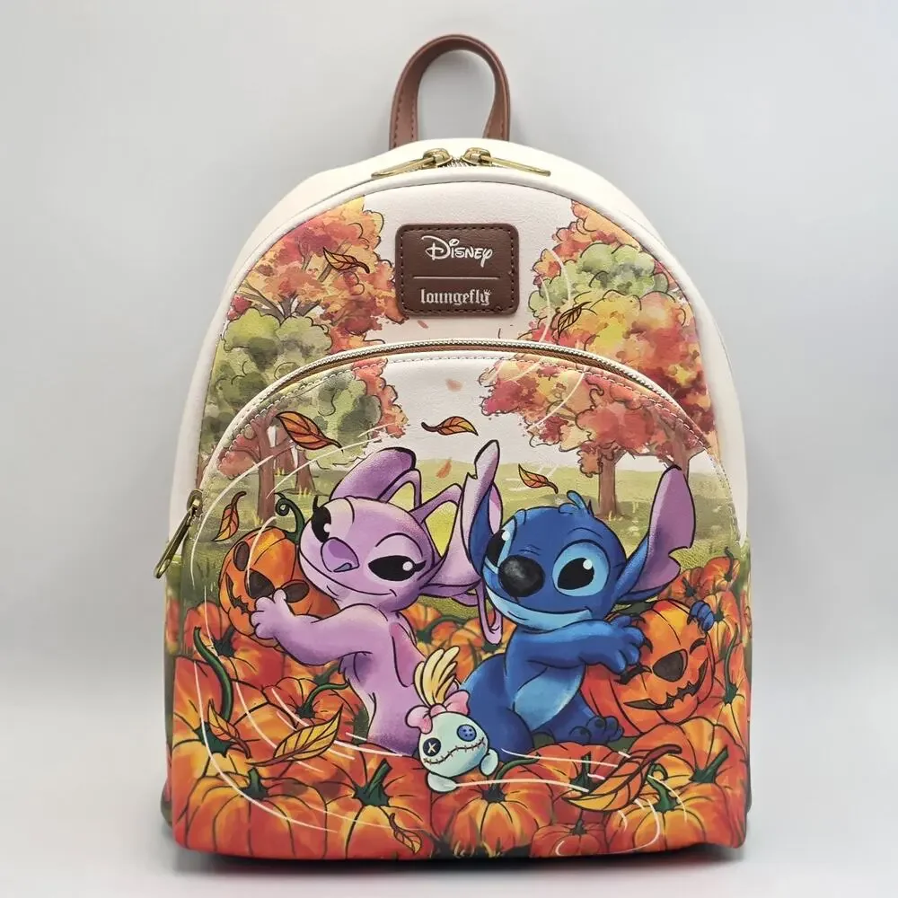 Loungefly Disney Stitch & Angel Pumpkin Patch Halloween Mini Backpack New